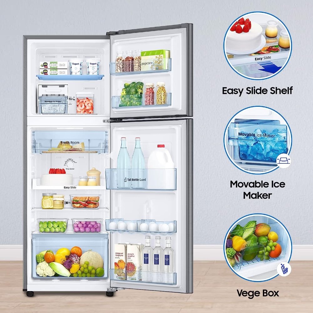 Samsung Elegant Inox 236L Double Door Fridge - Sleek Design with All-Around Cooling - Image 3